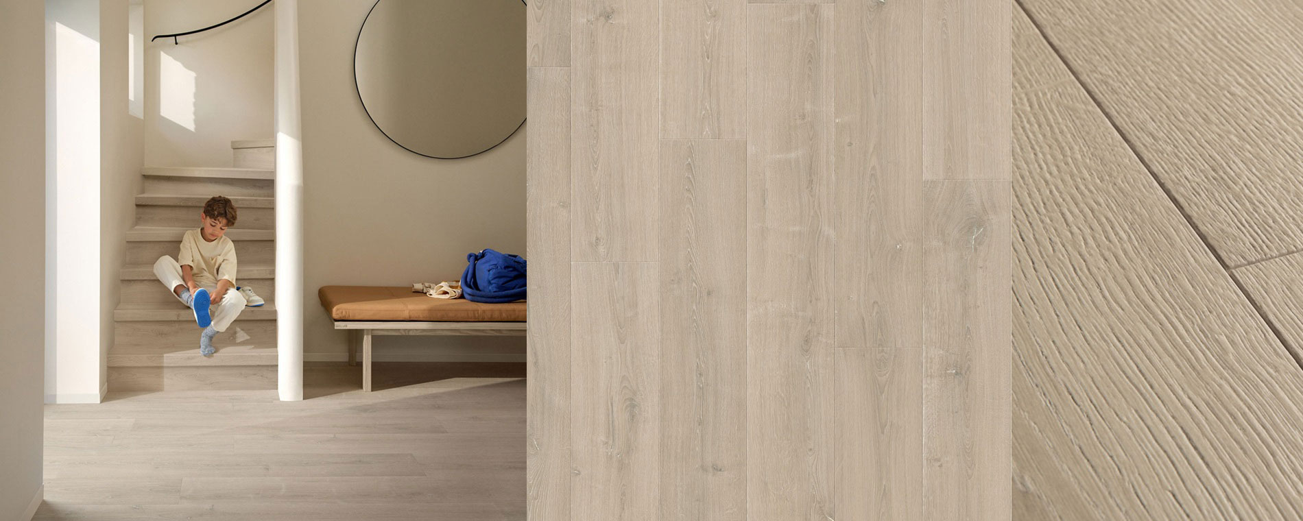 Brushed oak laminate flooring in an Edinburgh home